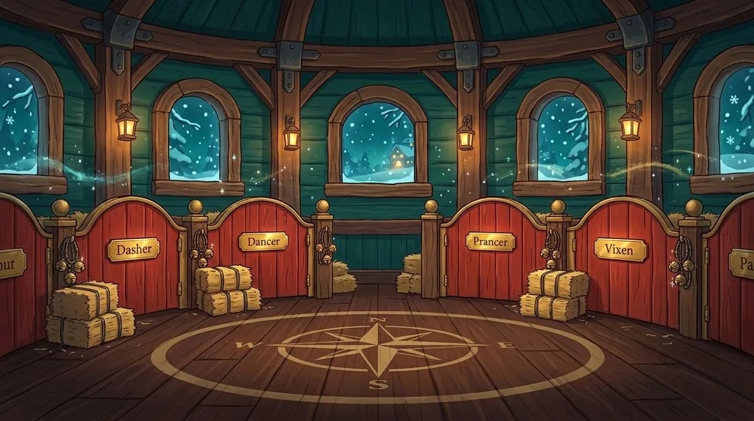 The lantern-lit Reindeer Barn