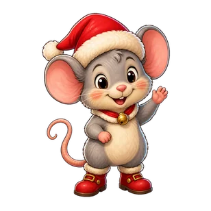 Merry the Mouse in a tiny Santa hat