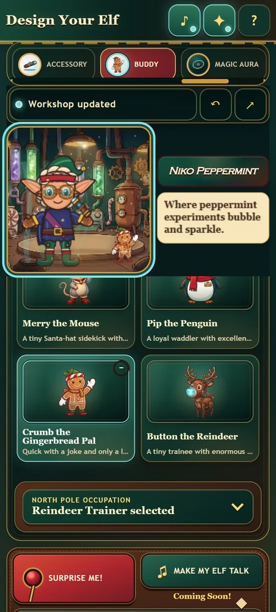 Choosing a buddy for the elf