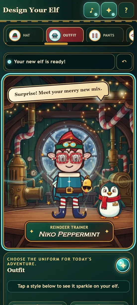 Designing an elf on the workshop stage