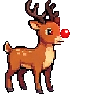 Pixel art Rudolph with a glowing red nose