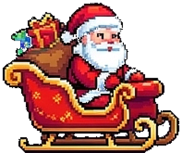 Pixel art Santa Claus in his sleigh